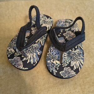 Carter's Navy Floral Backstrap Flip-Flop Sandals